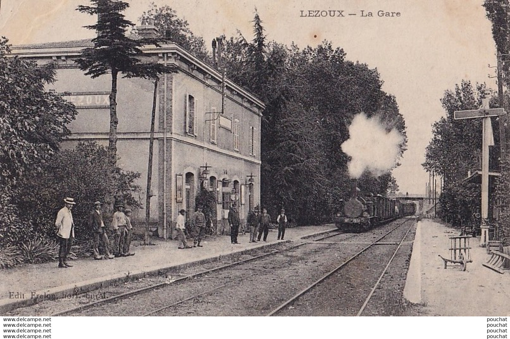 63) LEZOUX - LA GARE - VOYAGEUR - TRAIN + TAMPON MILITAIRE 30° COMPAGNIE - 92° REGIMENT D ' INFANTERIE - DEPOT - 3 SCANS - Lezoux