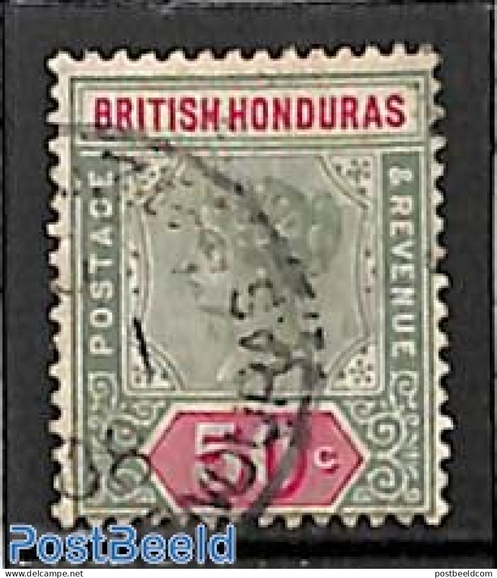 Belize/British Honduras 1899 50c, WM Crown-CA, Used, Used Stamps - Honduras Británica (...-1970)