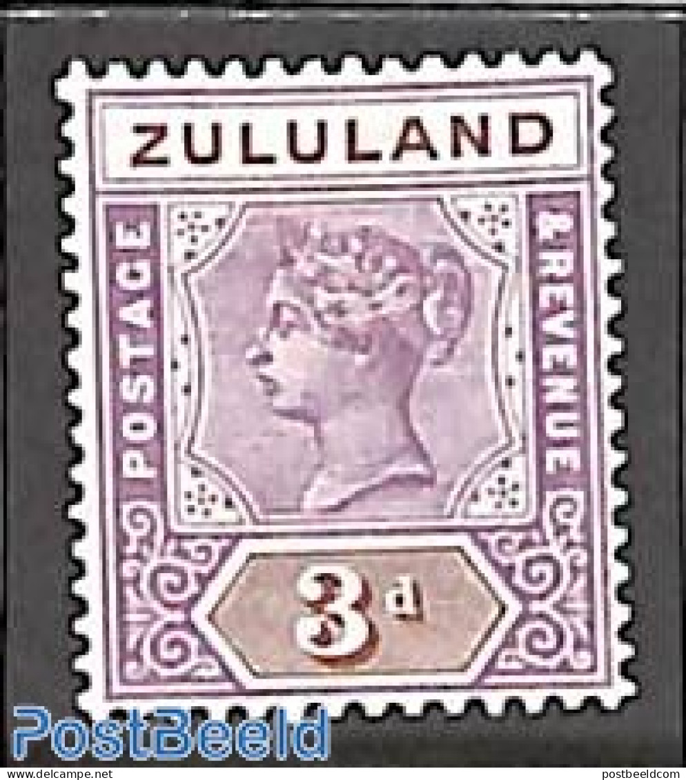 South Africa 1894 Zululand, 3d, Stamp Out Of Set, Unused (hinged) - Neufs