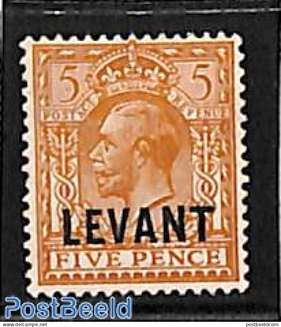 Great Britain 1921 Levant, 5p, Stamp Out Of Set, Unused (hinged) - Unused Stamps