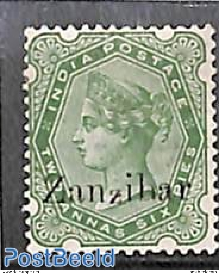 Zanzibar 1895 2a6p Green, Stamp Out Of Set, Unused (hinged) - Zanzibar (1963-1968)