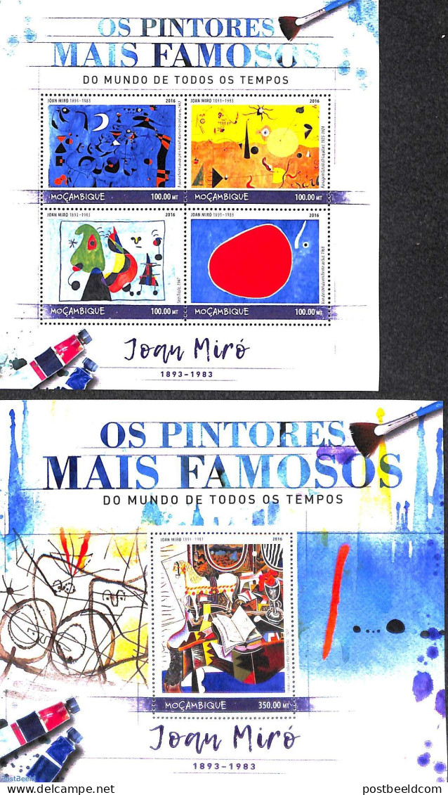 Mozambique 2016 Joan Miro 2 S/s, Mint NH, Art - Modern Art (1850-present) - Paintings - Mosambik