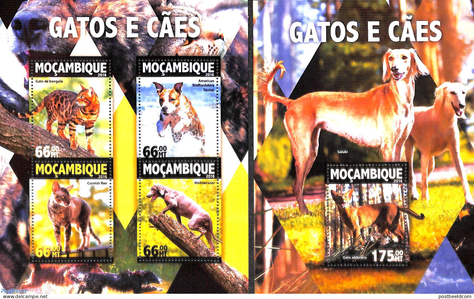 Mozambique 2016 Cats & Dogs 2 S/s, Mint NH, Nature - Cats - Dogs - Mozambique