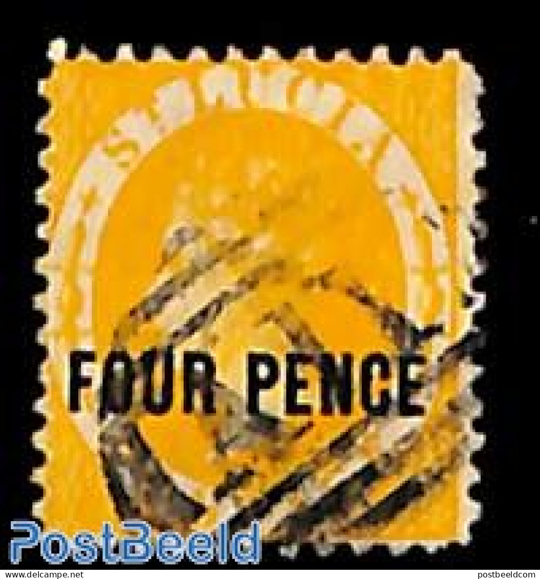 Saint Lucia 1884 FOUR PENCE, Perf. 12, Used, Used Stamps - St.Lucie (1979-...)