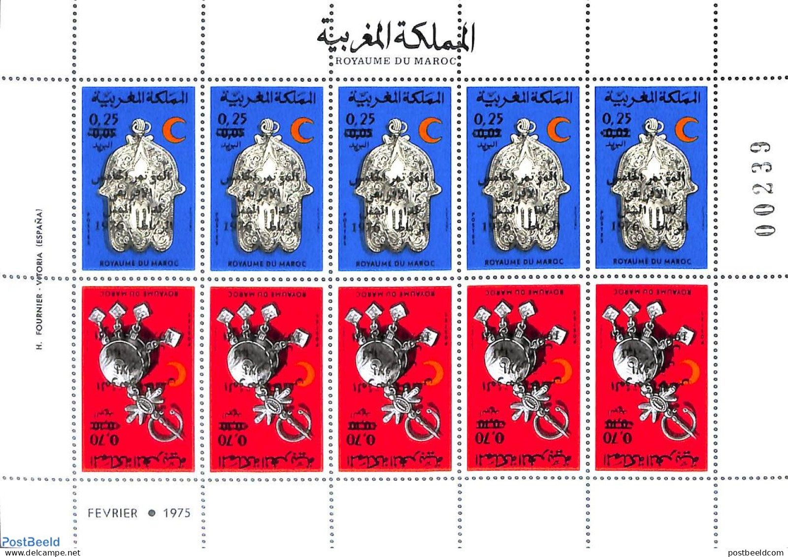 Morocco 1976 Red Cross M/s, Overprints, Mint NH, Health - Red Cross - Art - Art & Antique Objects - Red Cross