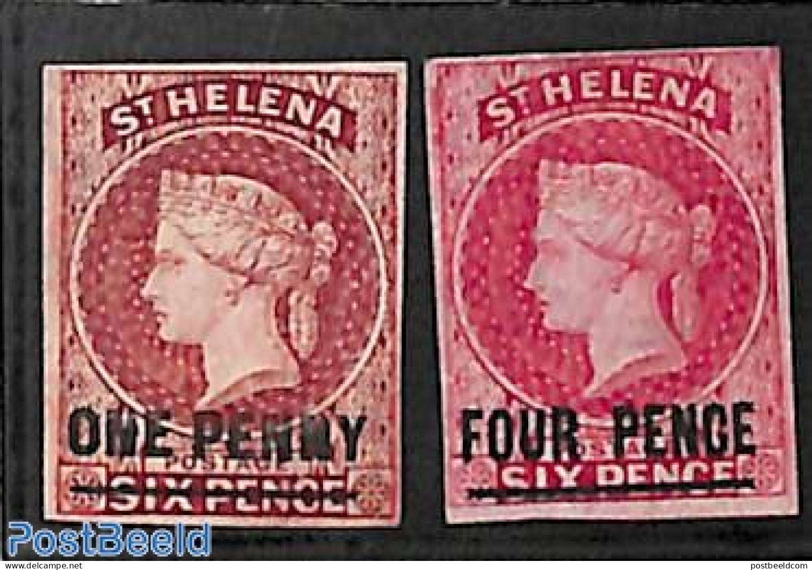 Saint Helena 1863 Overprints (on Non Issued Stamps) 2v, Unused (hinged) - Sainte-Hélène