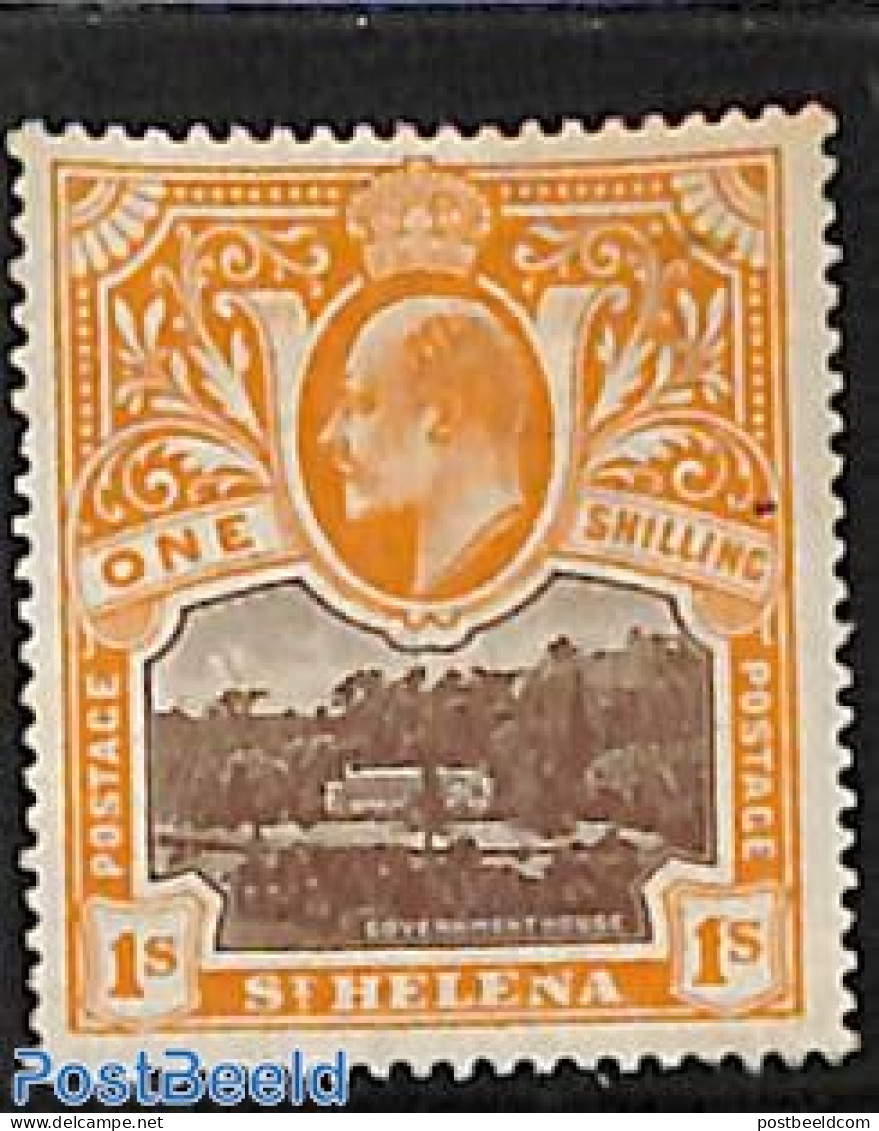 Saint Helena 1903 1sh, Stamp Out Of Set, Without Gum, Unused (hinged) - Saint Helena Island