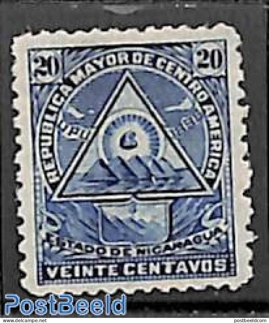 Nicaragua 1898 20c, Without WM, Stamp Out Of Set, Unused (hinged) - Nicaragua