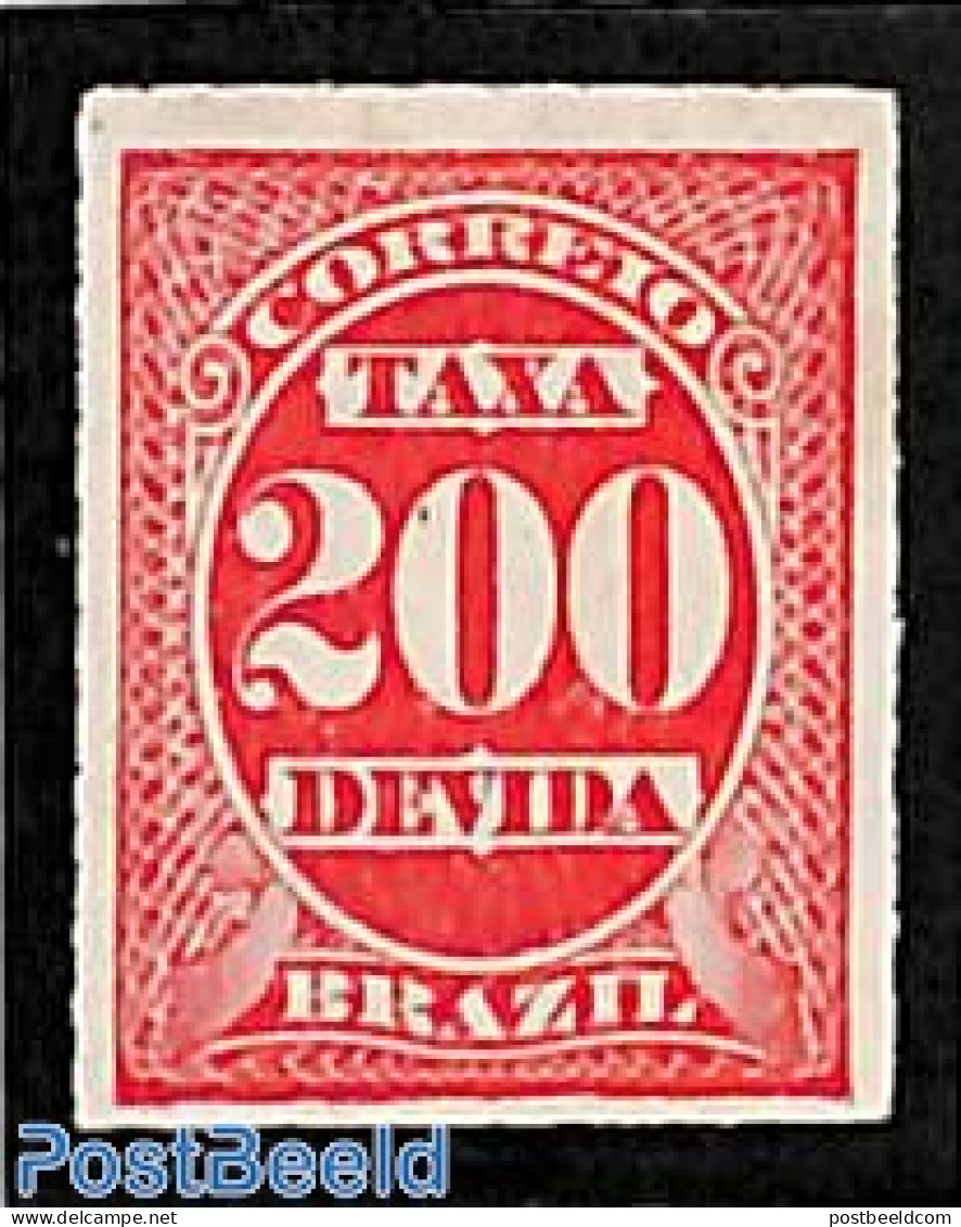 Brazil 1890 Postage Due, 200R, Stamp Out Of Set, Unused (hinged) - Altri & Non Classificati
