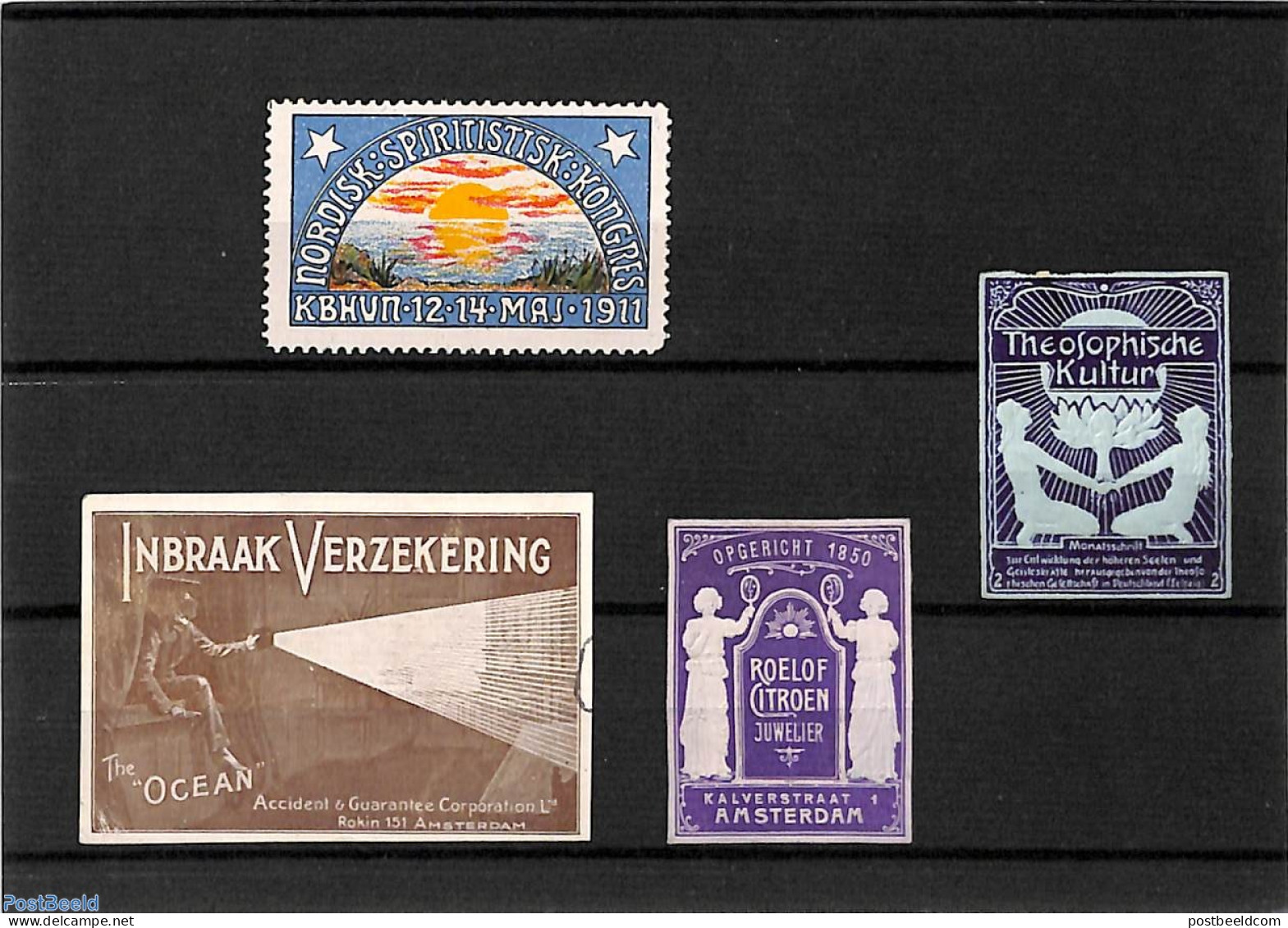 *Advertising Seals 1911 Lot With Seals, Unused (hinged), Various - Banking And Insurance - Police - Politie En Rijkswacht