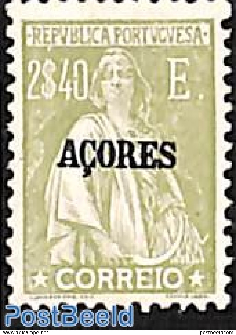 Azores 1921 2.40E, Stamp Out Of Set, Mint NH - Azores