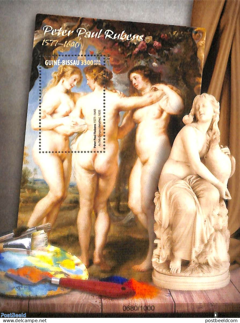 Guinea Bissau 2016 P.P. Rubens S/s, Mint NH, Art - Nude Paintings - Paintings - Rubens - Sculpture - Sculpture