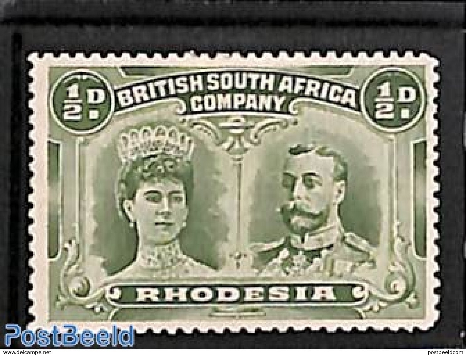 Rhodesia 1910 1/2d, Perf. 14, Stamp Out Of Set, Unused (hinged) - Otros & Sin Clasificación