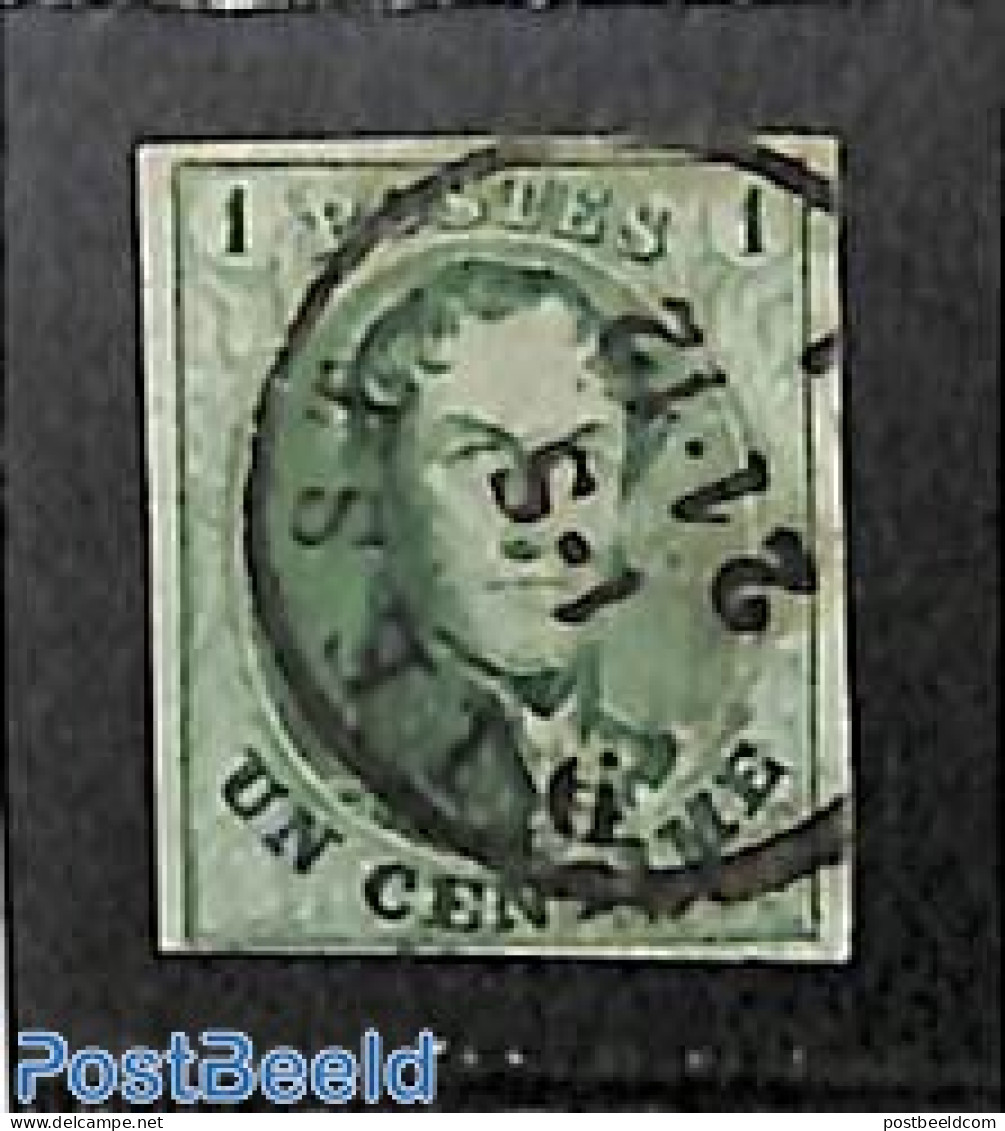 Belgium 1858 1c, Used, Used Stamps - Gebruikt