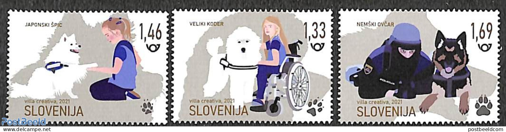 Slovenia 2021 Working Dogs 3v, Mint NH, Nature - Various - Dogs - Police - Politie En Rijkswacht