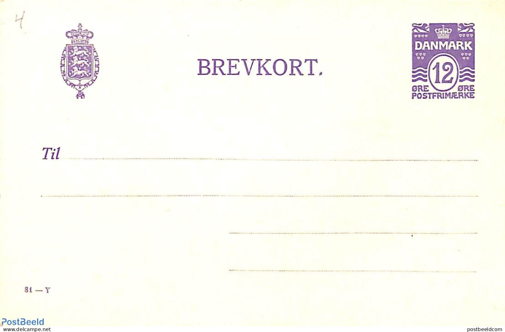 Denmark 1925 Postcard 12o, 81-Y, Unused Postal Stationary - Covers & Documents