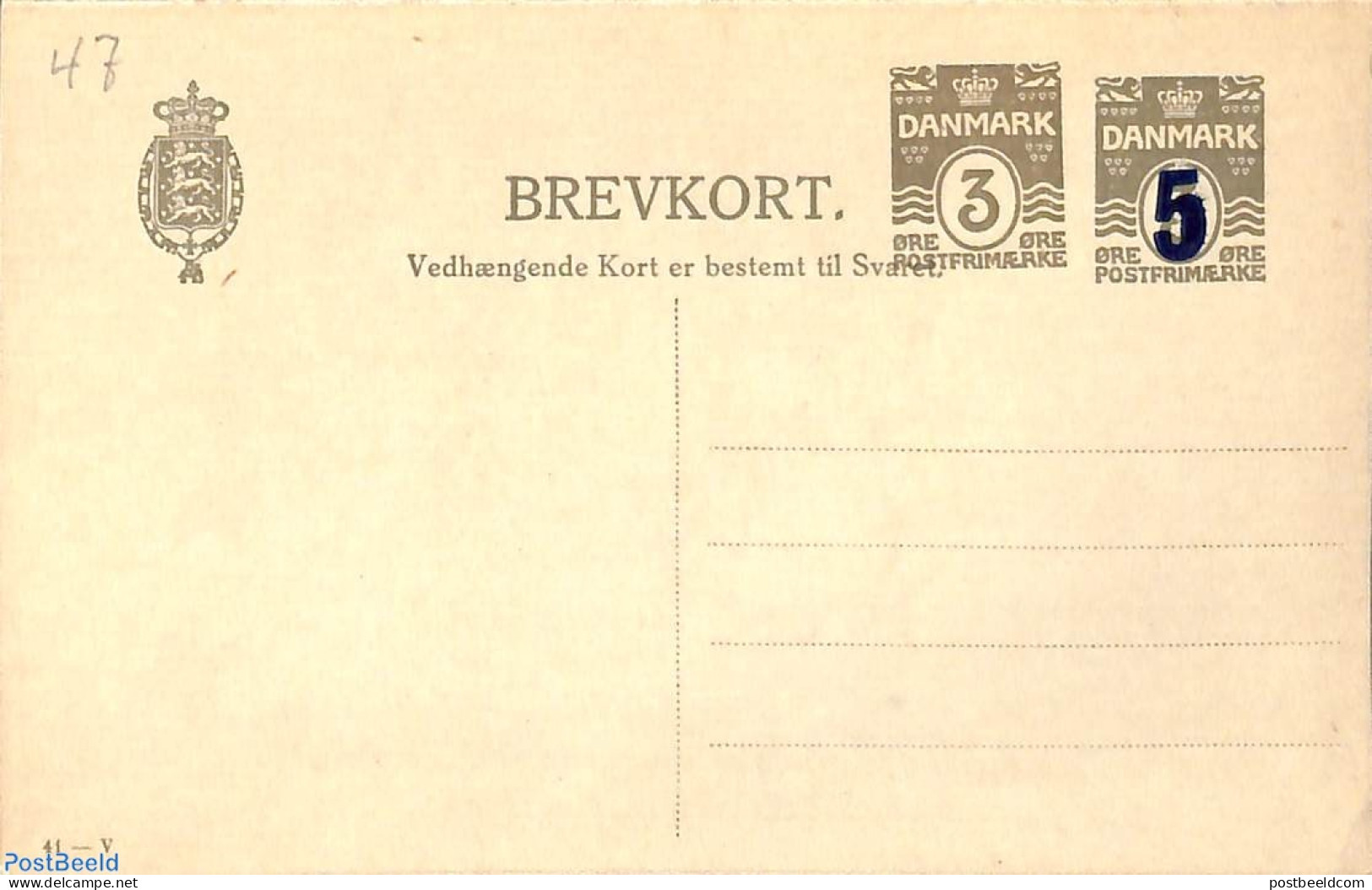 Denmark 1920 Reply Paid Postcard  3+5on3o/3+5on3o, 41-V, Unused Postal Stationary - Covers & Documents