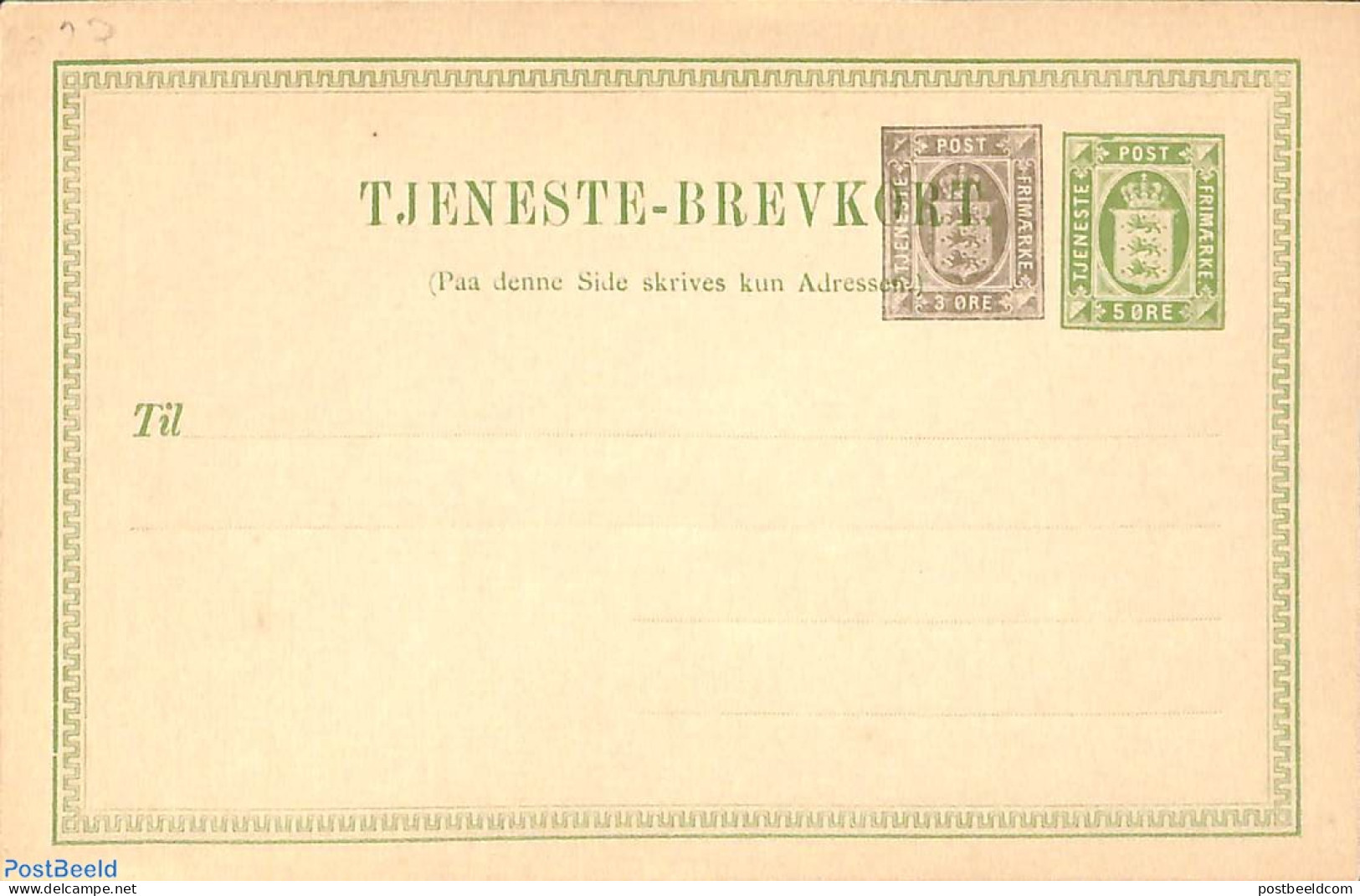 Denmark 1920 On Service Postcard 3o+5o, Unused Postal Stationary - Covers & Documents