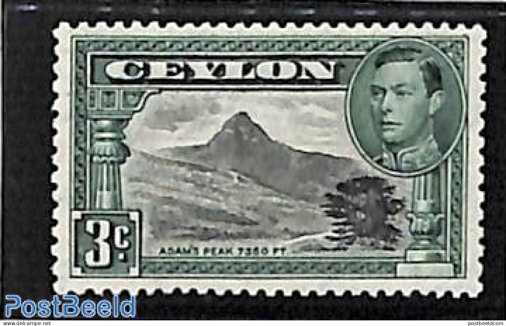 Sri Lanka (Ceylon) 1938 3c, Perf. 13:12, Stamp Out Of Set, Unused (hinged) - Sri Lanka (Ceylon) (1948-...)