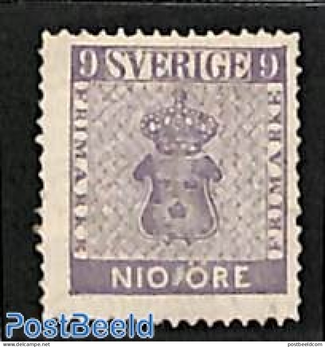 Sweden 1858 9 Ore, Coat Of Arms, Unused (hinged), History - Coat Of Arms - Neufs