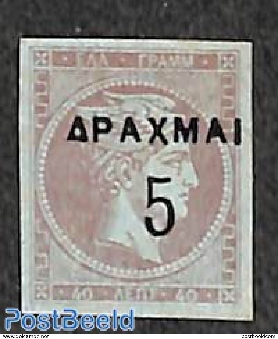 Greece 1900 5Dr On 40L, Stamp Out Of Set, Without Gum, Unused (hinged) - Ungebraucht