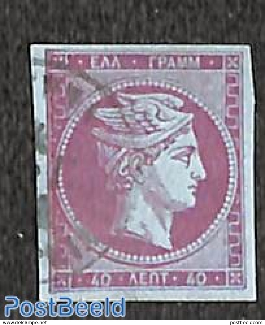 Greece 1861 40L, Athens Print, Used, With Attest Raybaudi, Used Stamps - Gebraucht