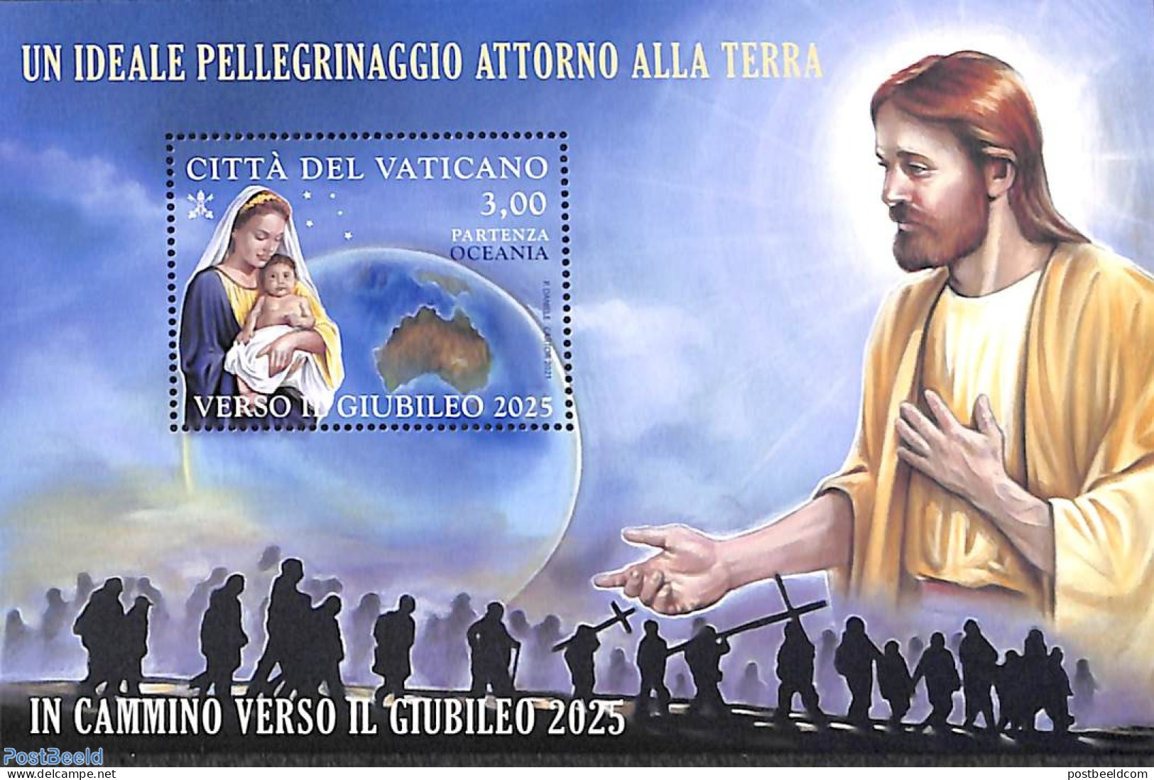 Vatican 2021 Pilgrim Travels Australia S/s, Mint NH, Religion - Various - Religion - Maps - Unused Stamps