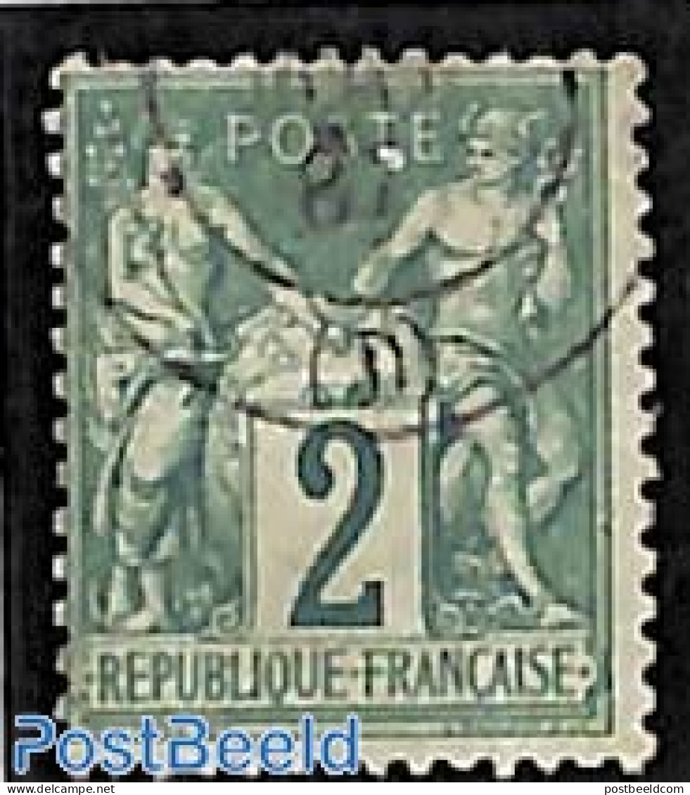France 1876 2c Green, Type I, Used, Used Stamps - Used Stamps