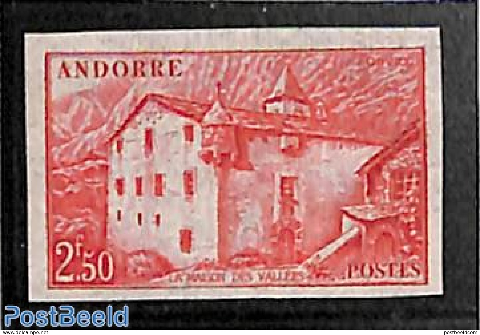 Andorra, French Post 1944 2.50F, Imperforated, Stamp Out Of Set, Mint NH - Unused Stamps