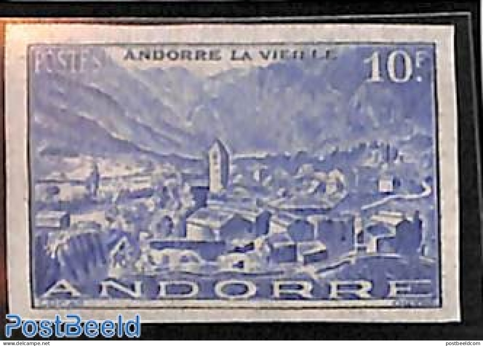 Andorra, French Post 1946 10F, Imperforated, Stamp Out Of Set, Mint NH, Religion - Churches, Temples, Mosques, Synagog.. - Unused Stamps