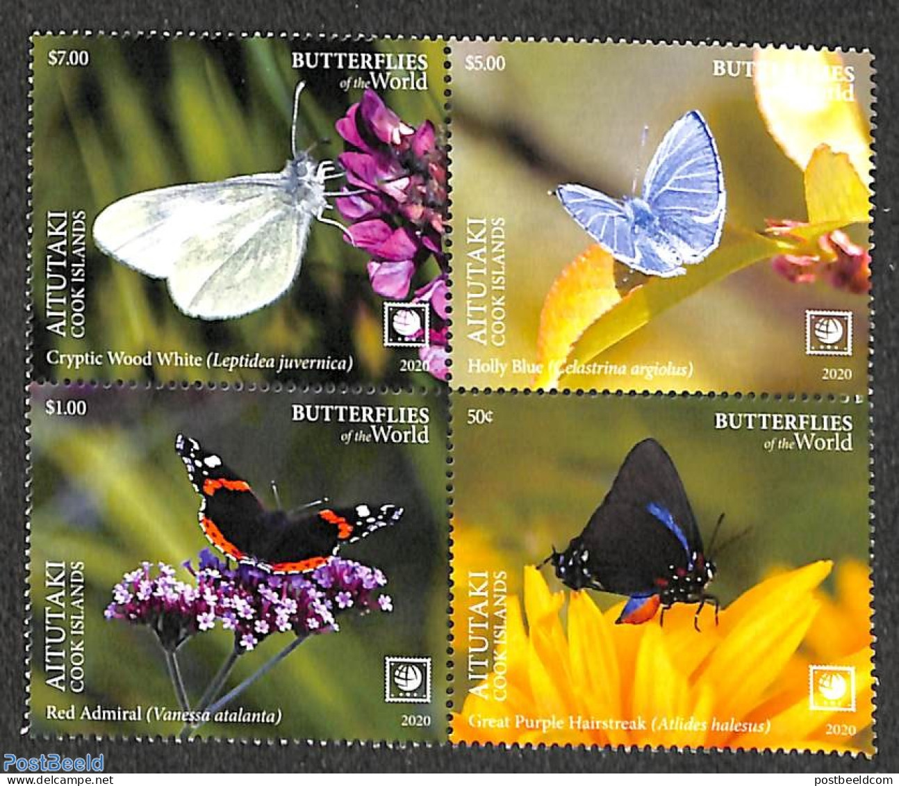 Aitutaki 2020 Butterflies 4v [+], Mint NH, Nature - Butterflies - Aitutaki