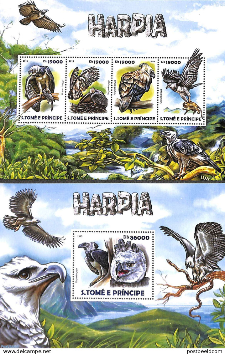 Sao Tome/Principe 2015 Birds Of Prey 2 S/s, Mint NH, Nature - Birds - Birds Of Prey - Sao Tome Et Principe