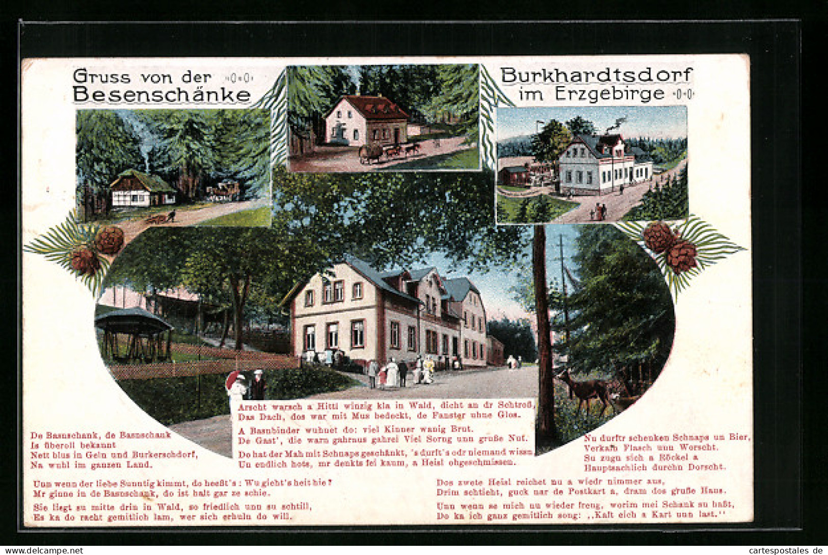 AK Burkhardtsdorf /Erzgebirge, Partie An Der Besenschänke, Gedicht  - Burkhardtsdorf