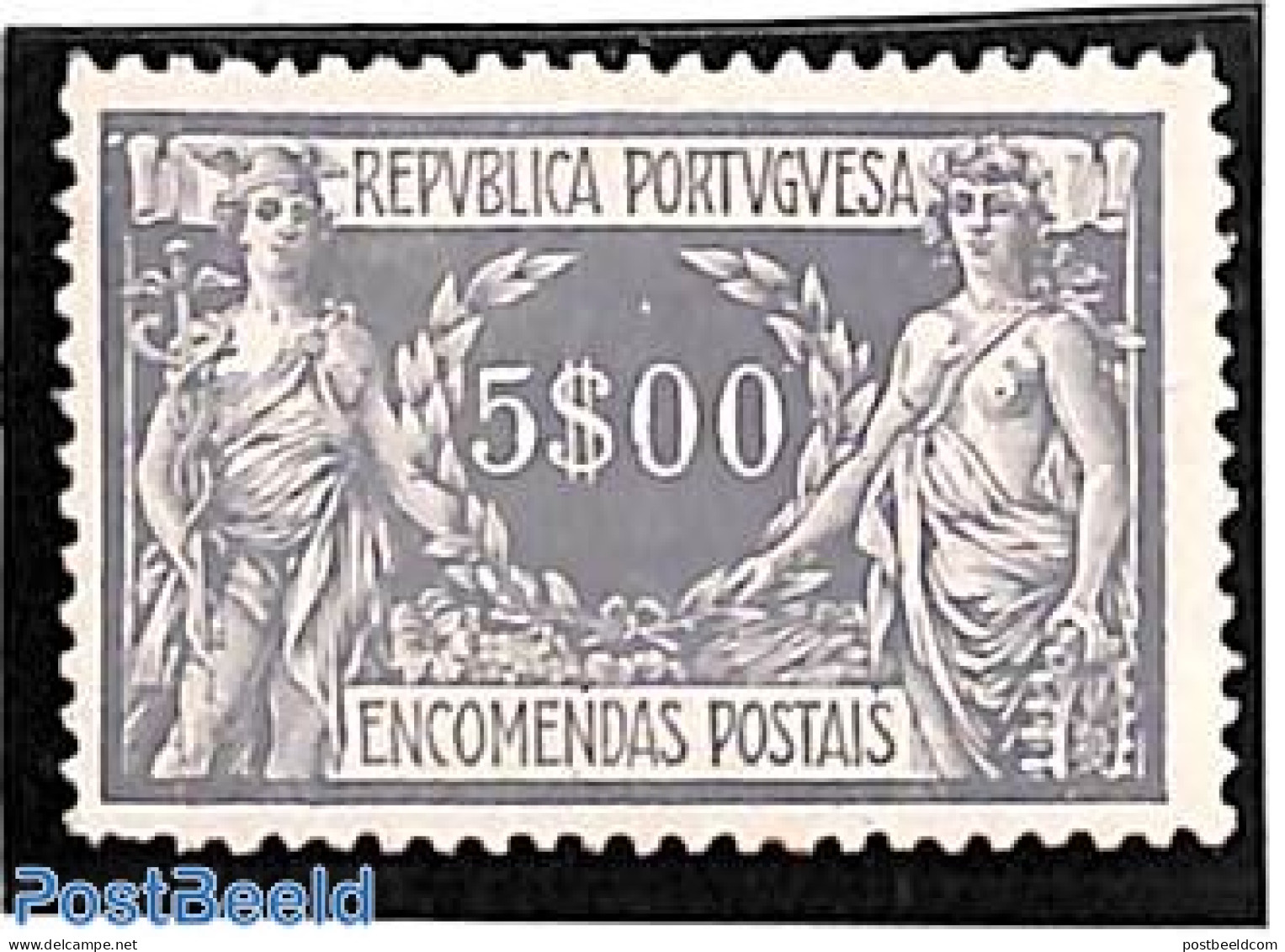 Portugal 1920 Parcel Stamp 5.00, Stamp Out Of Set, Unused (hinged) - Unused Stamps