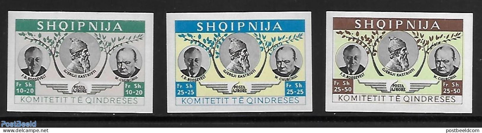 Albania 1952 Imperforated, Without 1952, Private Issue. Not Valid For Postage., Mint NH, History - Various - Politicia.. - Errores En Los Sellos