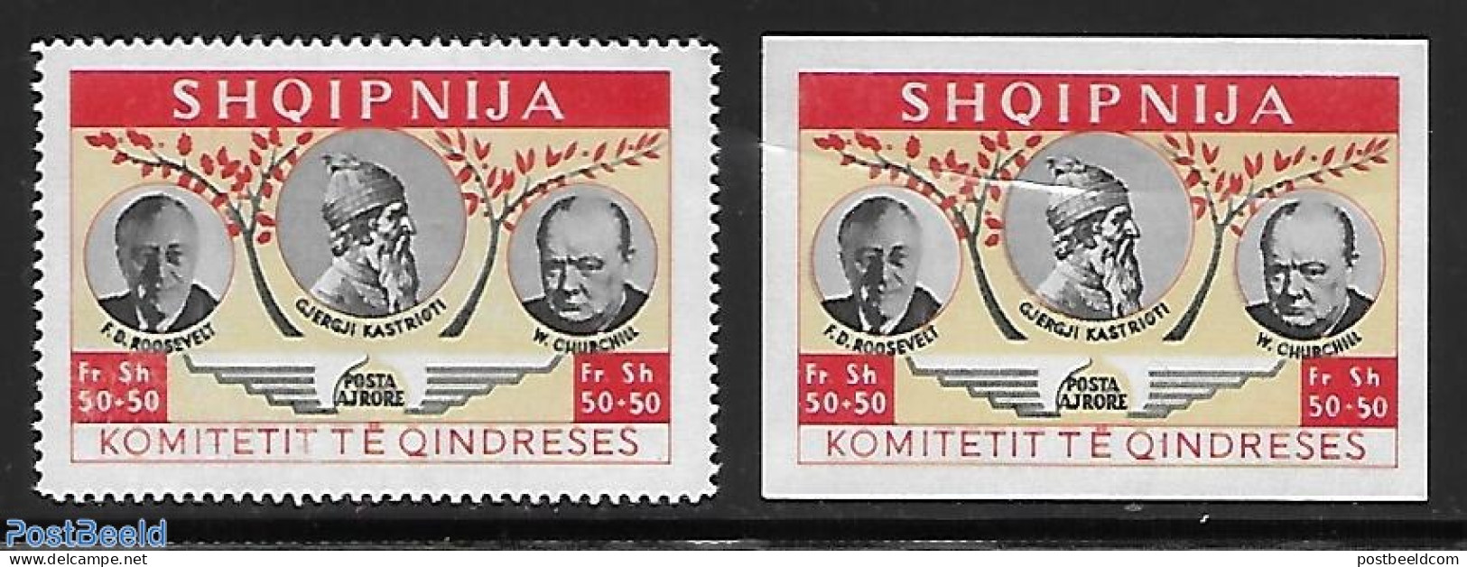 Albania 1952 Different Colour, A + B, Without 1952, Private Issue. Not Valid For Postage., Mint NH, History - Various .. - Oddities On Stamps