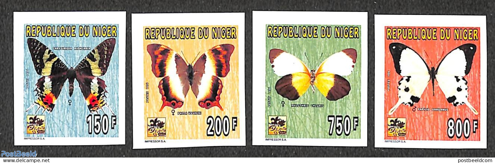 Niger 1996 Butterflies 4v, Imperforated, Mint NH, Nature - Butterflies - Niger (1960-...)