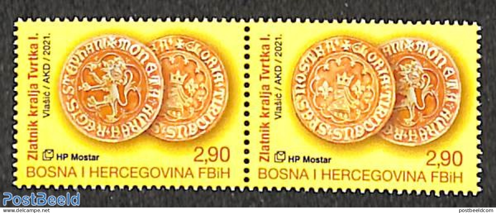 Bosnia Herzegovina - Croatic Adm. 2021 Numismatics 2v [:], Mint NH, Various - Money On Stamps - Coins