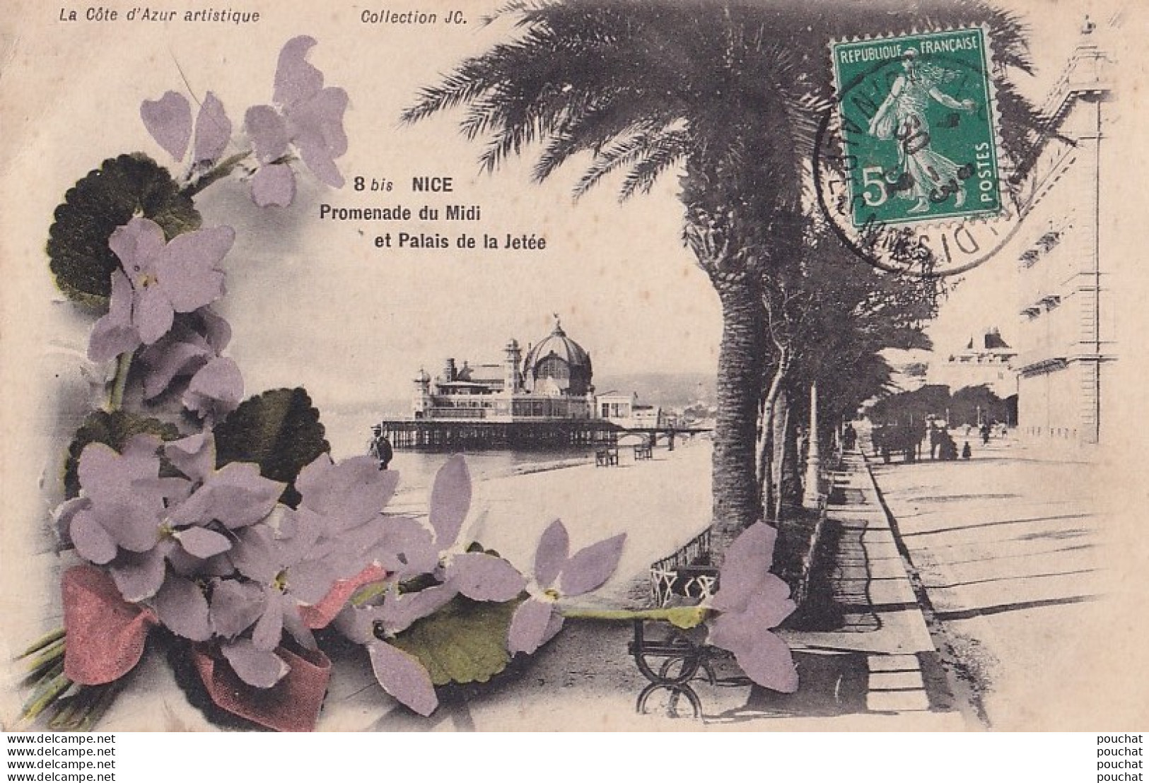 B20-06) NICE - PROMENADE DU MIDI ET LE PALAIS DE LA JETEE - ( CARTE FANTAISIE AVEC FLEURS ) - Life In The Old Town (Vieux Nice)