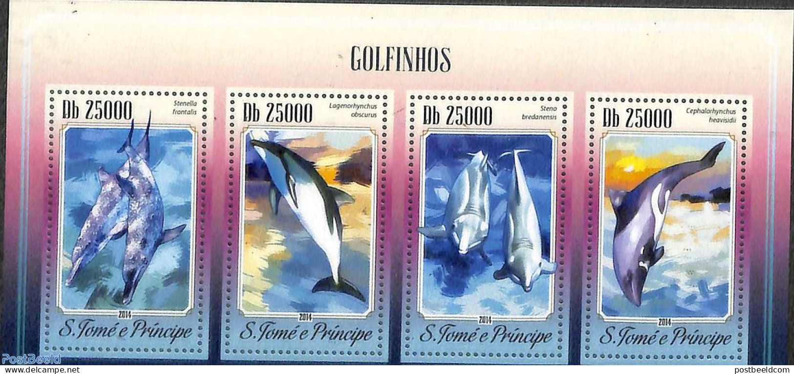 Sao Tome/Principe 2014 Dolphins 4v M/s, Mint NH, Nature - Sea Mammals - Sao Tome Et Principe