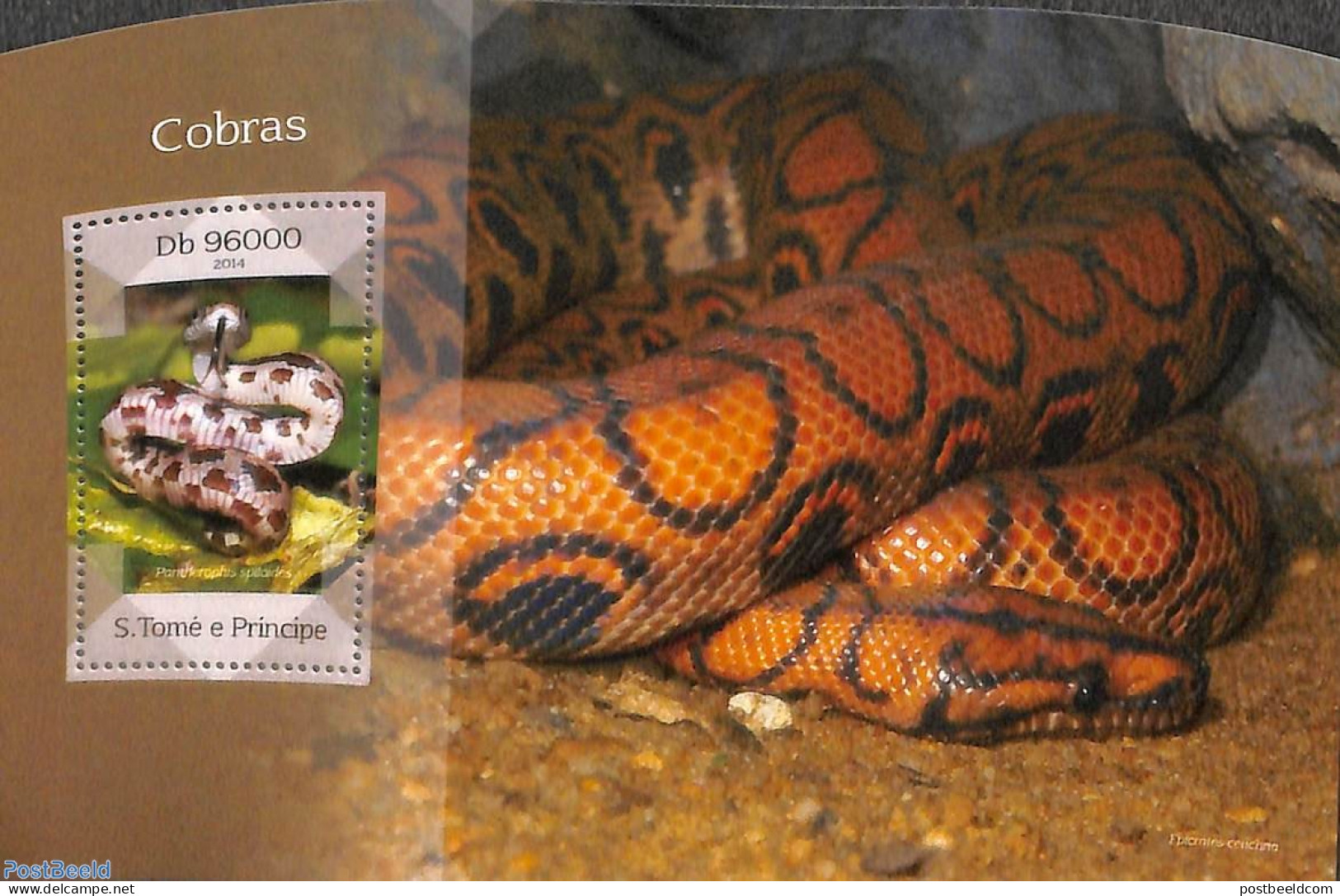 Sao Tome/Principe 2014 Cobra Snake S/s, Mint NH, Nature - Reptiles - Snakes - Sao Tome Et Principe