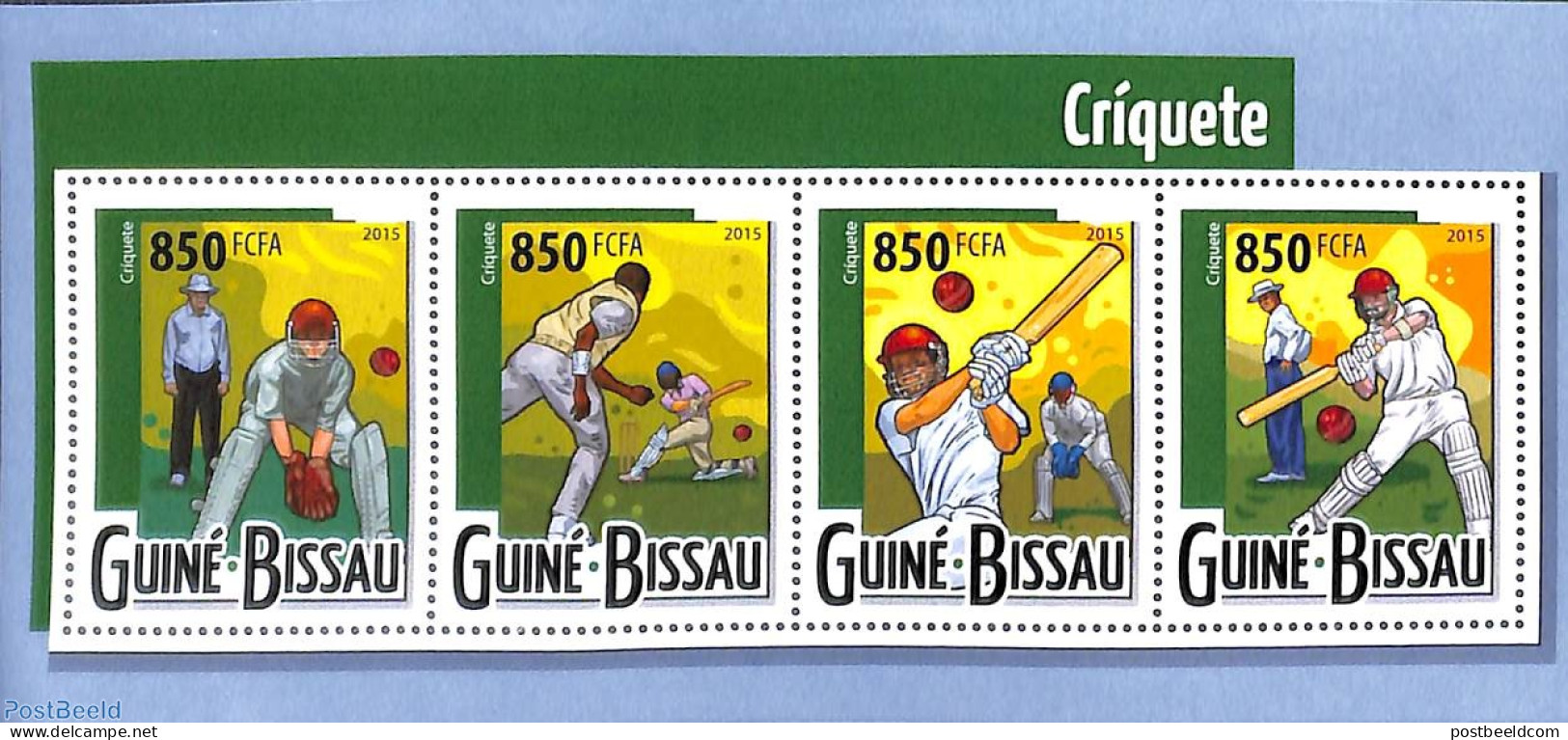Guinea Bissau 2015 Cricket 4v M/s, Mint NH, Sport - Cricket - Sport (other And Mixed) - Cricket