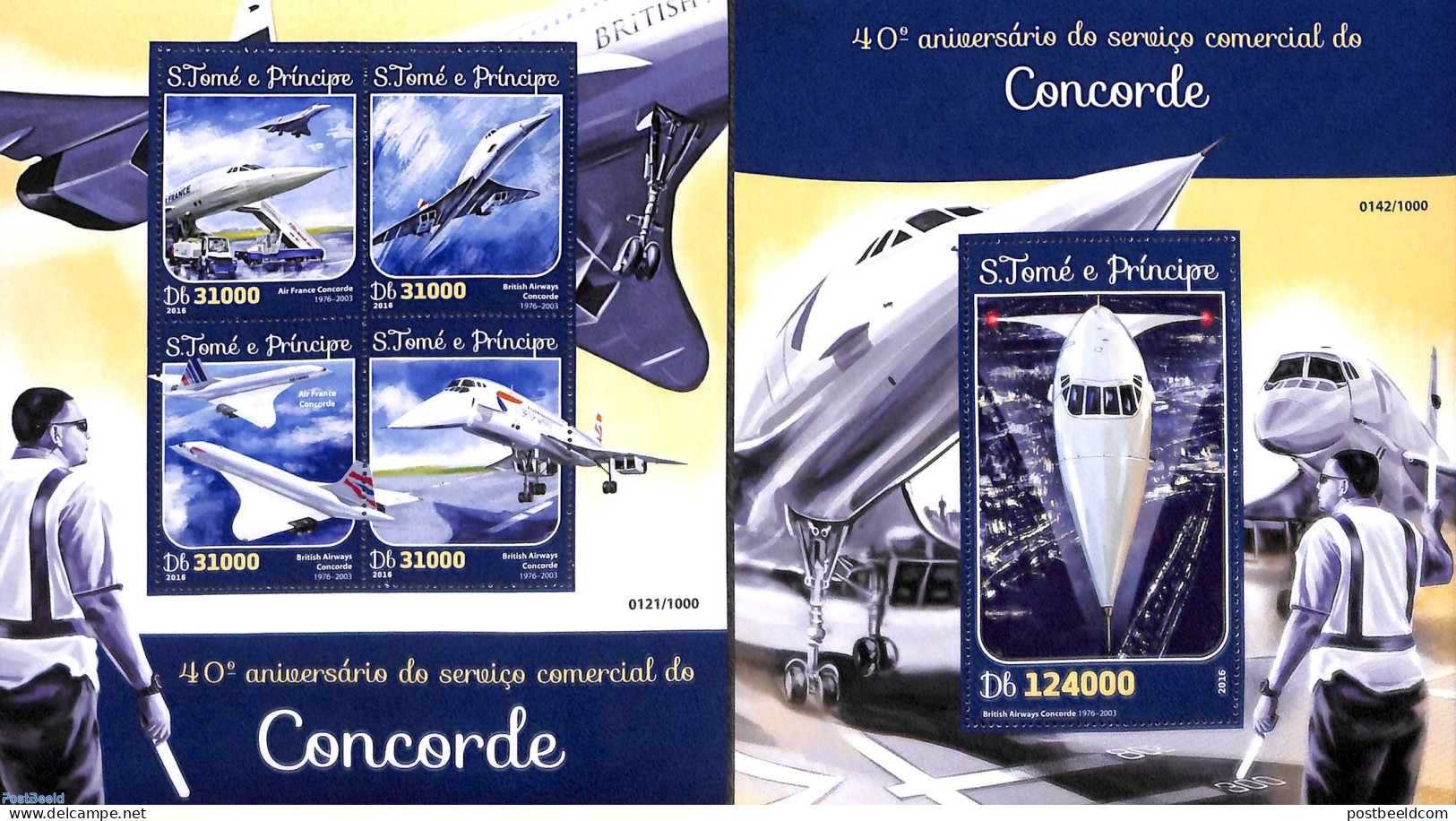 Sao Tome/Principe 2016 Concorde 2 S/s, Mint NH, Transport - Concorde - Aircraft & Aviation - Concorde