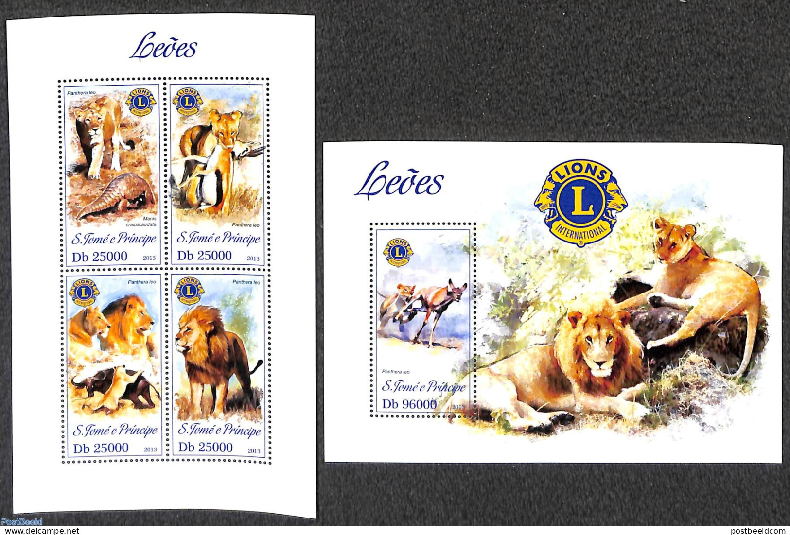 Sao Tome/Principe 2013 Lions 2 S/s, Mint NH, Nature - Various - Animals (others & Mixed) - Cat Family - Lions Club - W.. - Rotary, Club Leones
