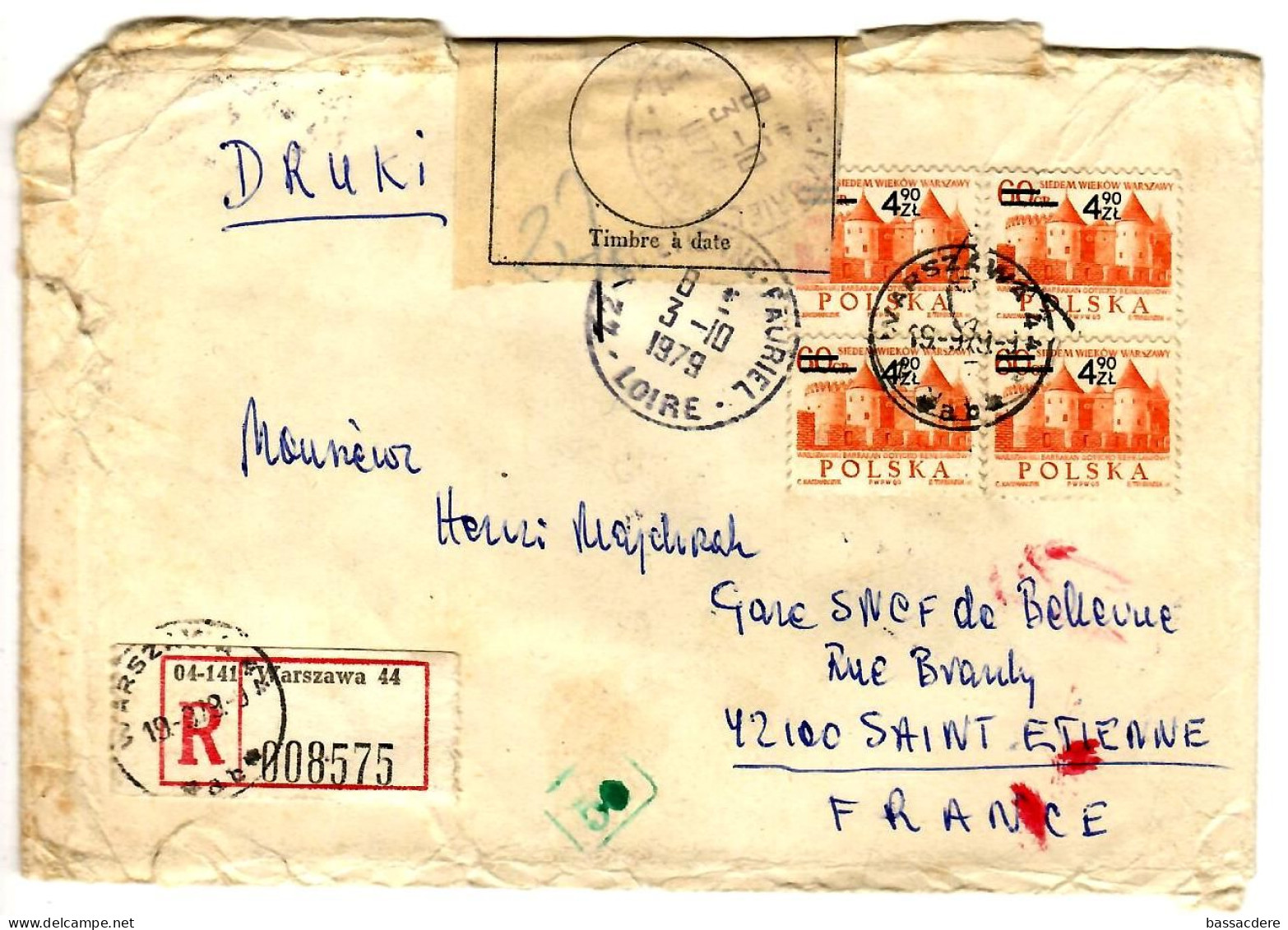 79390 -  CHARGE De WARSZAWA Pour La France - Briefe U. Dokumente