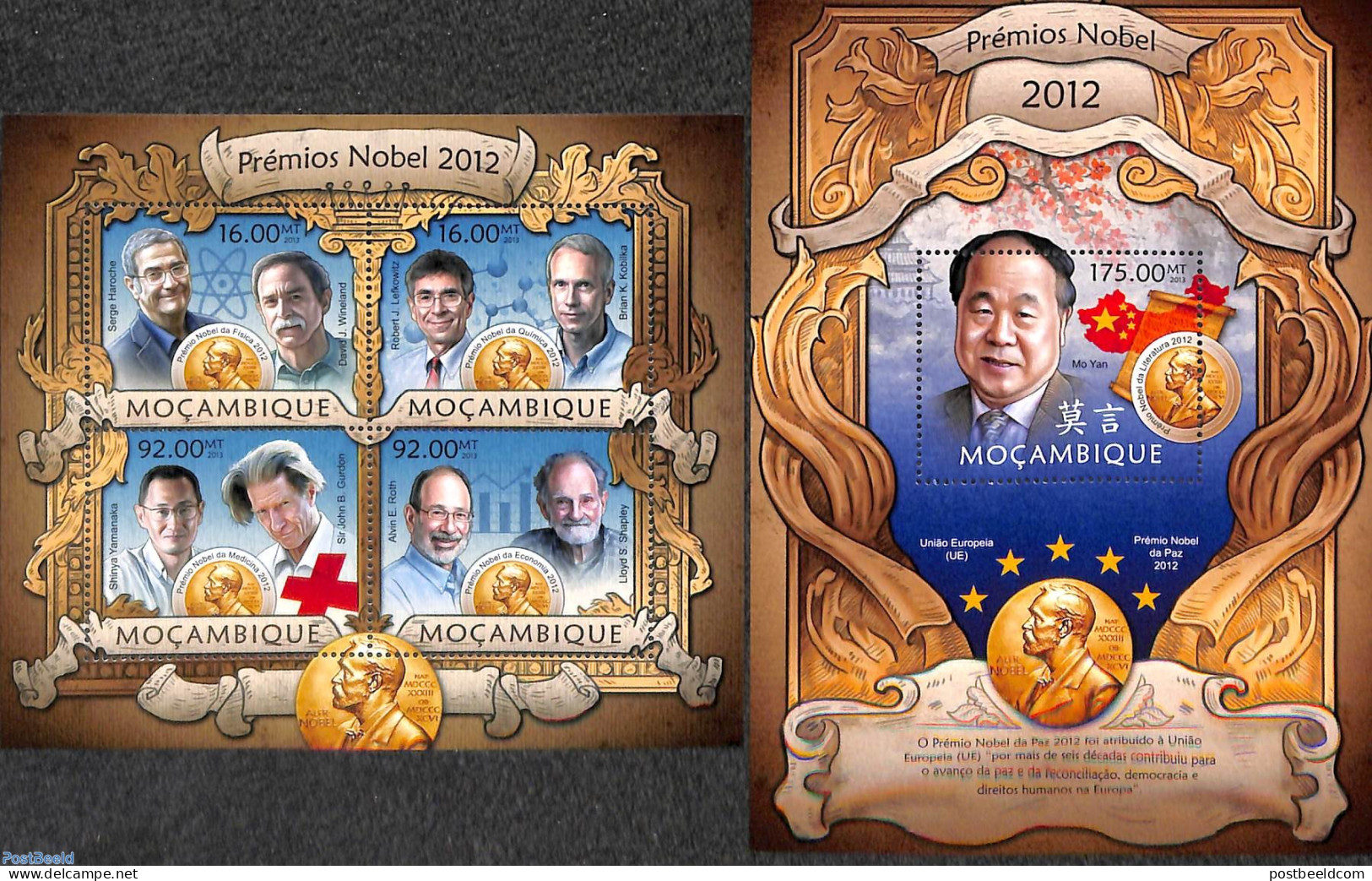 Mozambique 2013 Nobel Prizes 2012 2 S/s, Mint NH, Health - History - Red Cross - Nobel Prize Winners - Cruz Roja