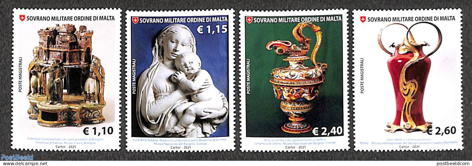 Sovereign Order Of Malta 2021 Ceramic Art 4v, Mint NH, Art - Art & Antique Objects - Ceramics - Porcellana