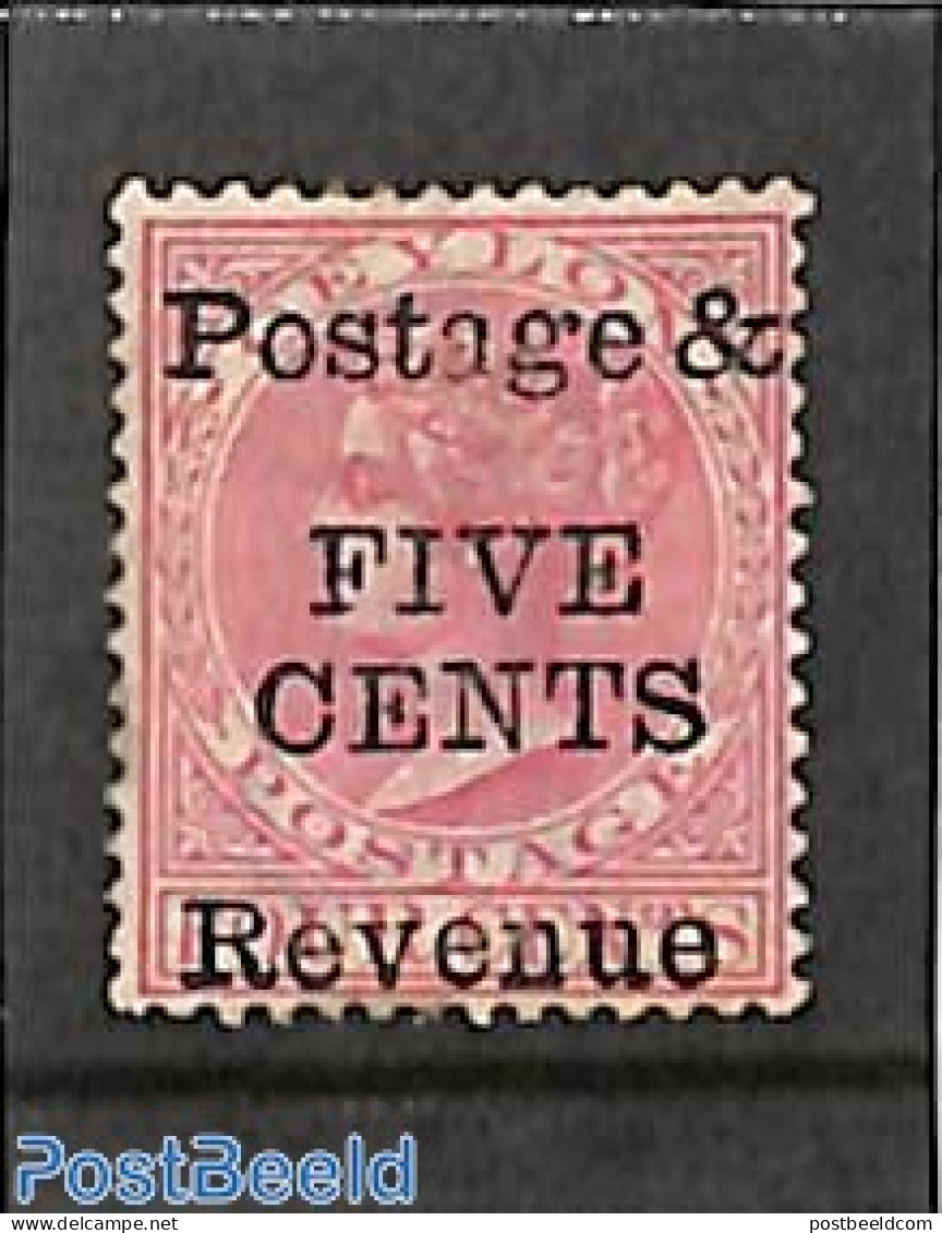 Sri Lanka (Ceylon) 1885 5c On 4c, Stamp Out Of Set, Unused (hinged) - Sri Lanka (Ceilán) (1948-...)