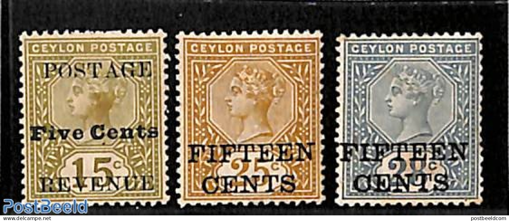 Sri Lanka (Ceylon) 1890 Overprints 3v, Unused (hinged) - Sri Lanka (Ceylon) (1948-...)