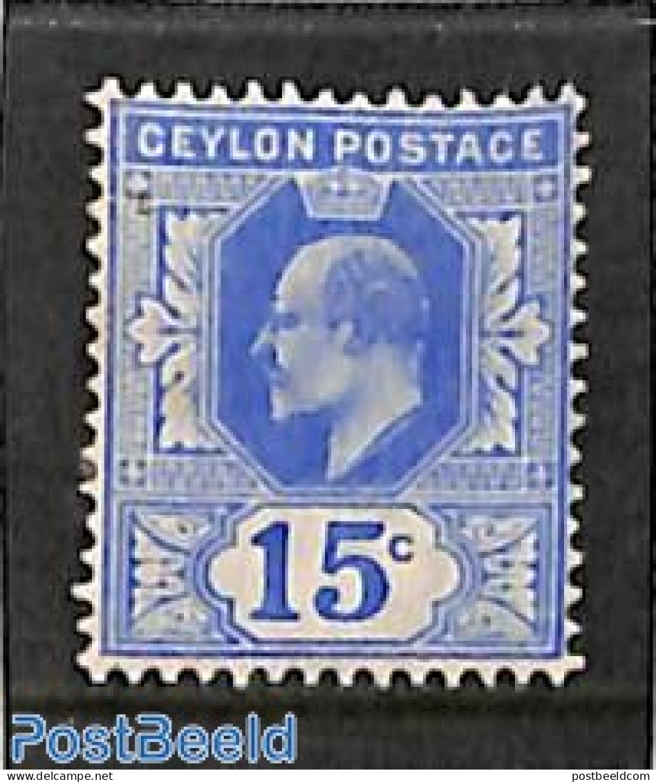 Sri Lanka (Ceylon) 1903 15c, WM Crown-CA, Stamp Out Of Set, Unused (hinged) - Sri Lanka (Ceilán) (1948-...)